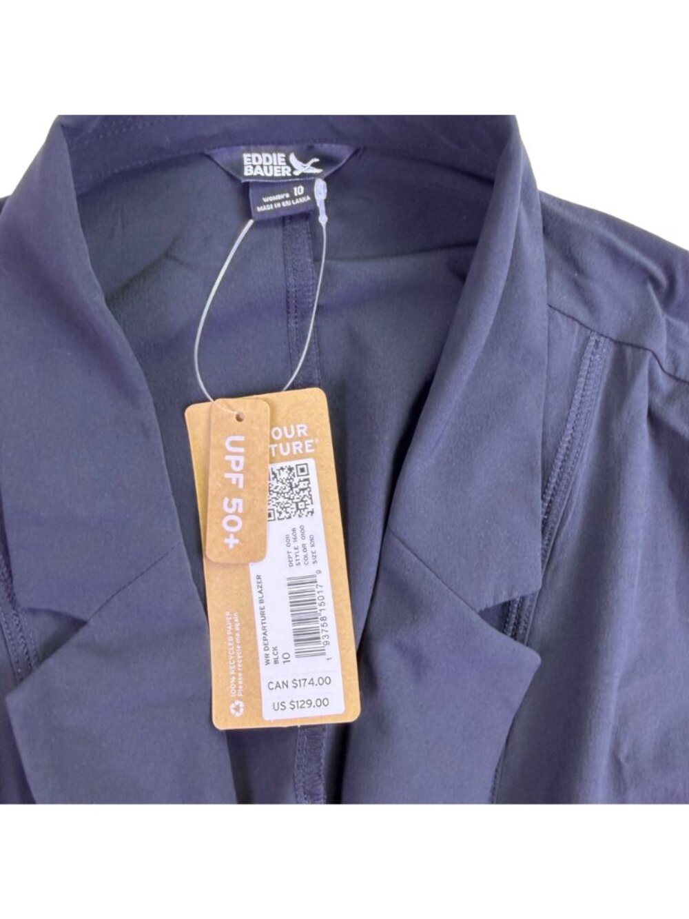 Eddie Bauer Womens Black Blazer UPF 50+ Lightweight Size 10 image 4